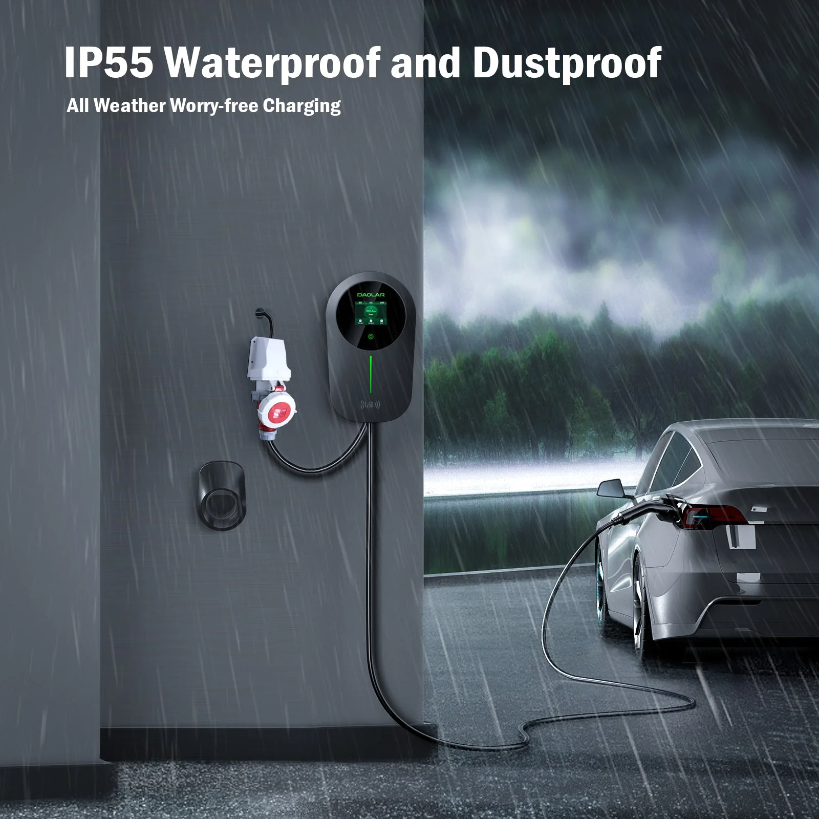 Daolar Wallbox 22kw with APP 3-Phase / 1-Phase 6-16 A Type 2 EV charging cable with 2 pcs RFID Cards and for EVs & PHEV, Upgrade RCD B current protection - Image 6