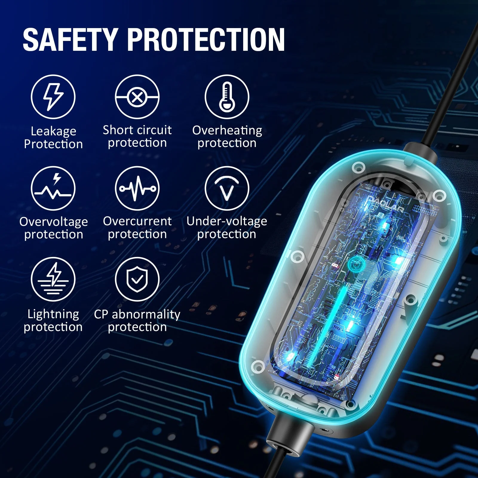 Daolar EV Charger Type 2 with 5-Pins CEE plug 11KW 16A 5m/10M Charging Cable for Electric Vehicles EVSE + 3-phases 16A socket + Wall Mount Cable Holder + Cable Storage Bag - Image 5
