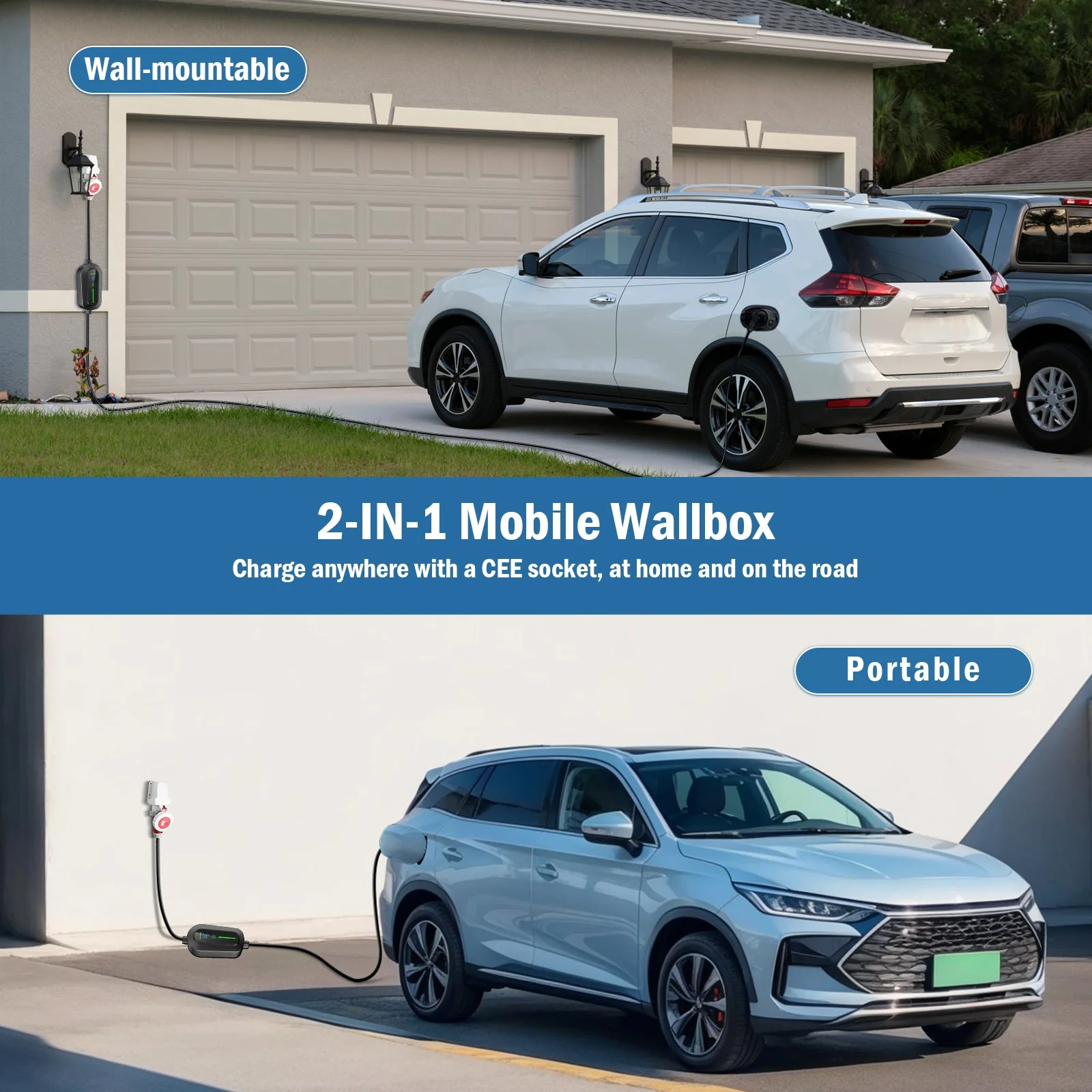 Daolar Mobile Wallbox 11KW 3-Phase 16 A Type 2 charging cable for Electric Vehicles with CEE plug, 8H scheduled charging EV charging station - Image 3