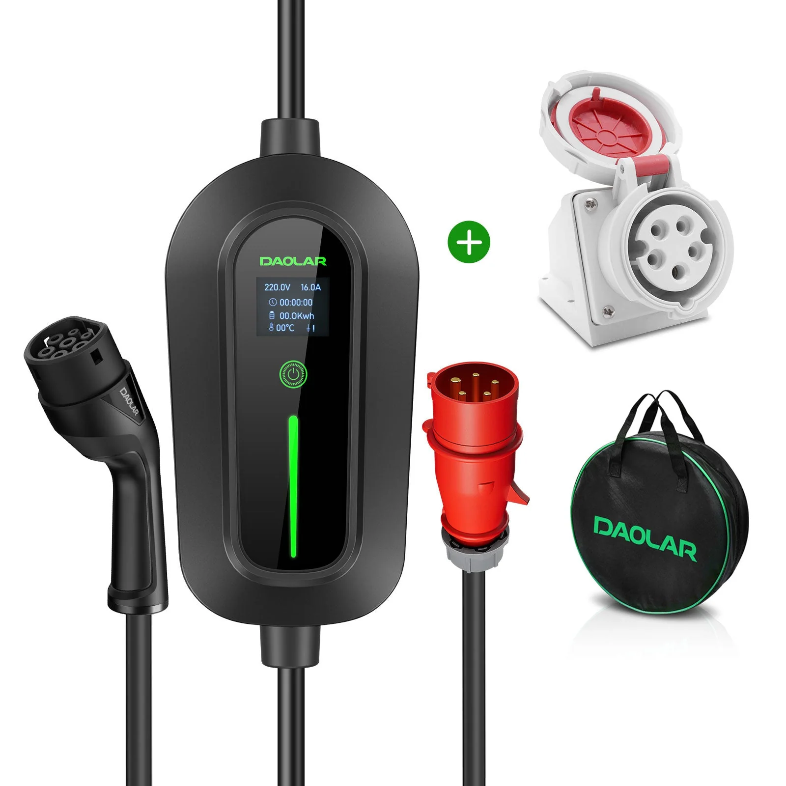 Daolar Mobile Wallbox 11KW 3-Phase 16 A Type 2 charging cable for Electric Vehicles with CEE plug, 8H scheduled charging EV charging station - Image 9