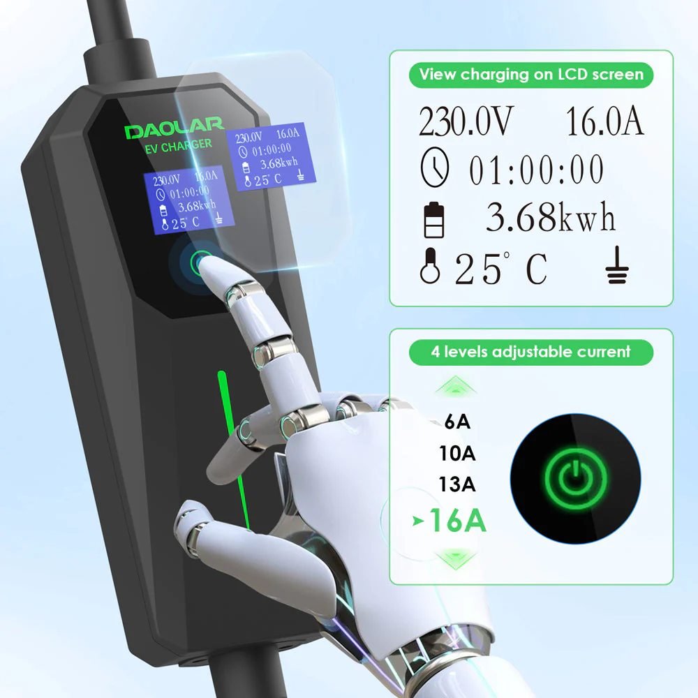 Daolar Type2 EV Charger 3.68KW 16A + Electric Vehicle Discharge Adapter - Image 5