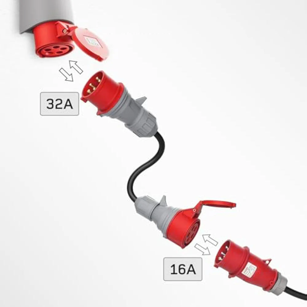 Daolar CEE Adapter 3 Phases 5-pins 32A / 400V Plug to 16A / 400V Socket with 5X2.5mm² 0.3m Pure Copper charging cable - Image 4