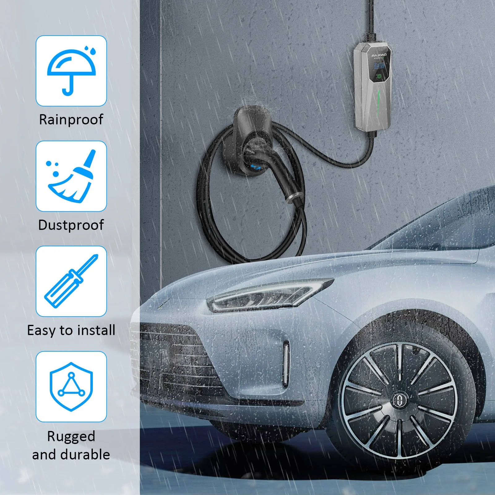 Daolar EV Charger Holder for Type 2 Charger Electric Car Wall Mount Plug Charging Cable Holder Organiser for All Weather Conditions Electric Vehicle Charging Station Accessories - Image 3