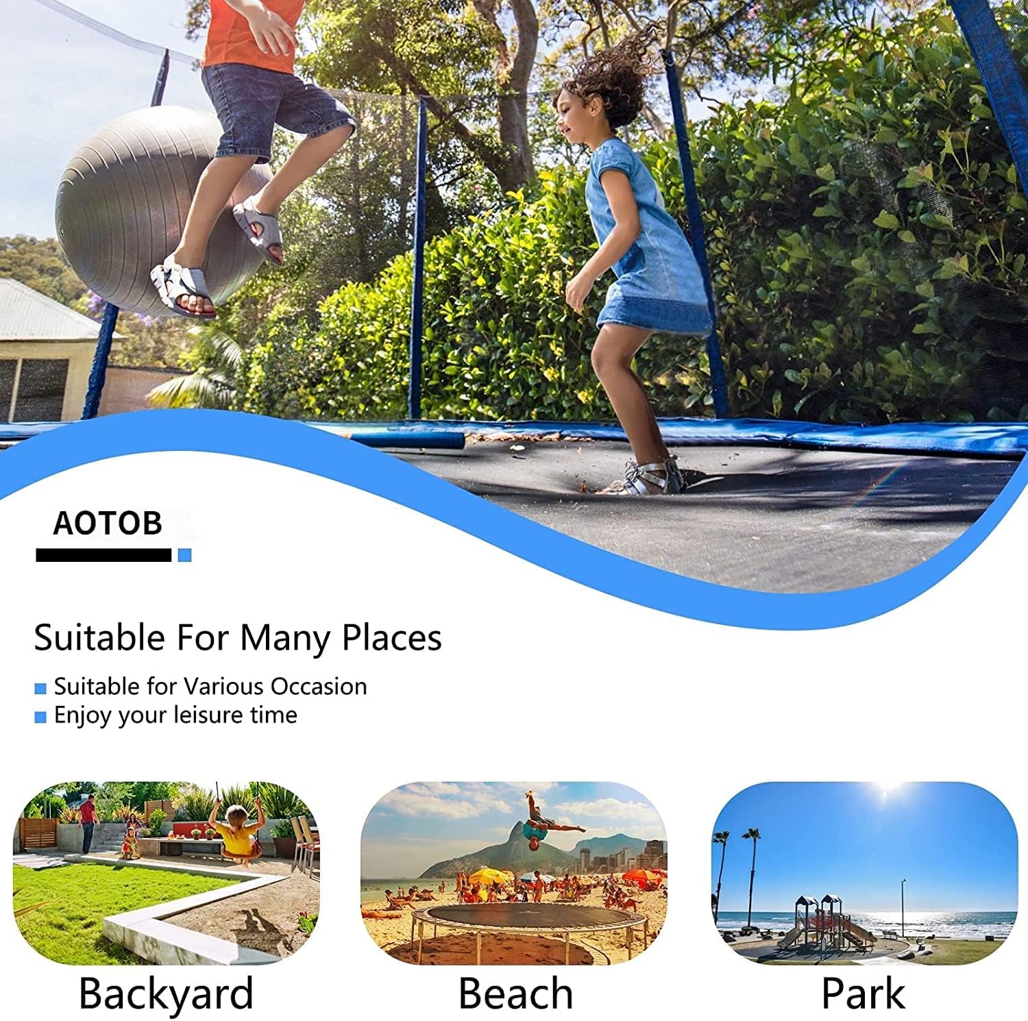 Daolar Trampoline with Safety Net Rain Cover, Ladder, Edge Cover & Accessories, Children's Trampoline Garden Trampoline up to 225 kg - Image 3