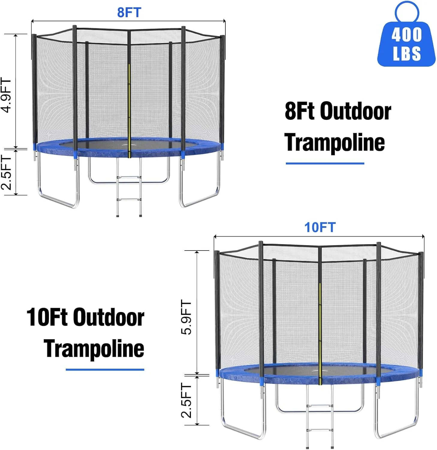 Daolar Trampoline with Safety Net Rain Cover, Ladder, Edge Cover & Accessories, Children's Trampoline Garden Trampoline up to 225 kg - Image 8