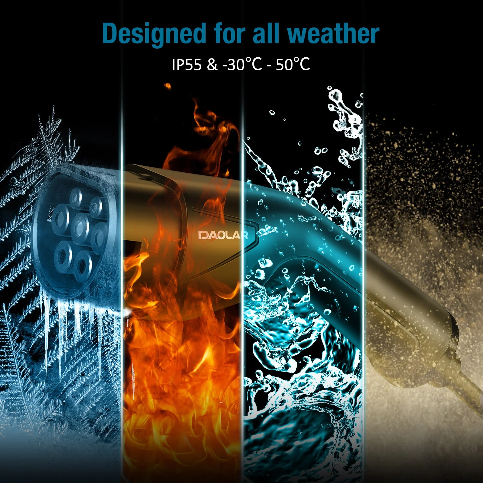 Daolar Type 2 Charging Cable for Electric Car 11KW 16A 10m 3-phase EV Charger with Carry Bag, Compatible with Any Electric Car - Image 4