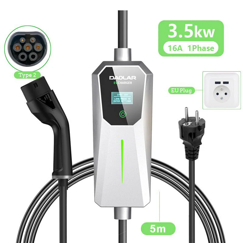Daolar Mobile Mallbox 3.68KW [1-Phase, 5 m / 10m, 6-16 A], Type 2 Charging Cable with Schedule charging for Model Y/3, ID.3/4/5, MG4, EX30, e-up, e-tron, Zoe, Q4, Gla etc - Image 10