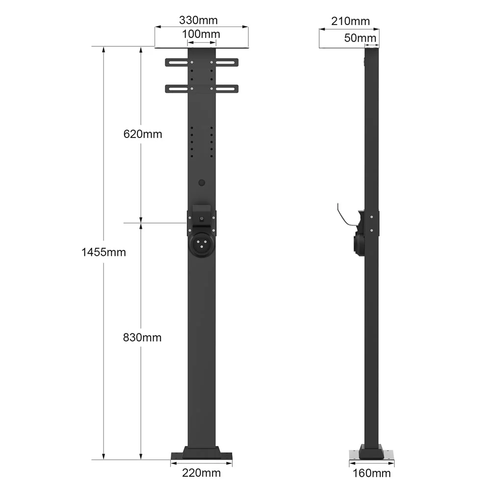 [Upgrade] Daolar Universal Wallbox Stand Column for Electric Vehicle Charging Station with Charging Cable Holder and Rain shield - Image 6