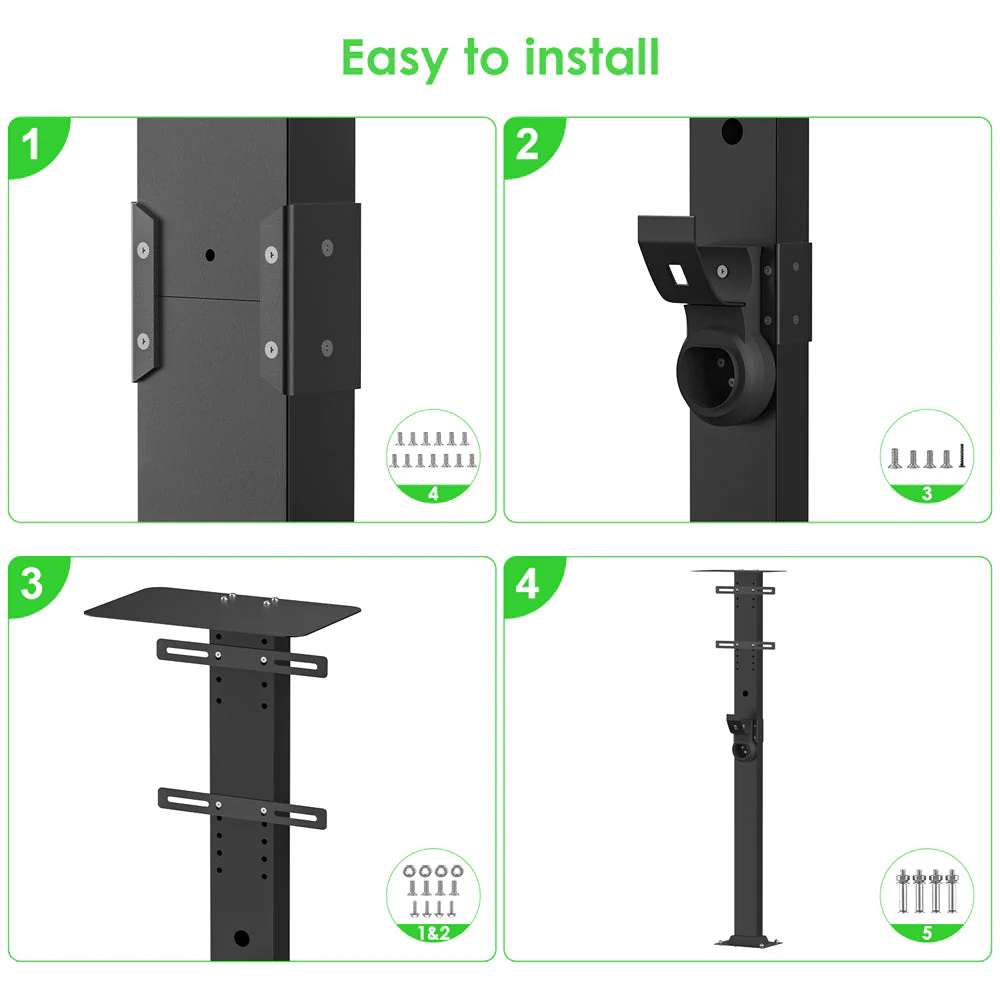 [Upgrade] Daolar Universal Wallbox Stand Column for Electric Vehicle Charging Station with Charging Cable Holder and Rain shield - Image 8