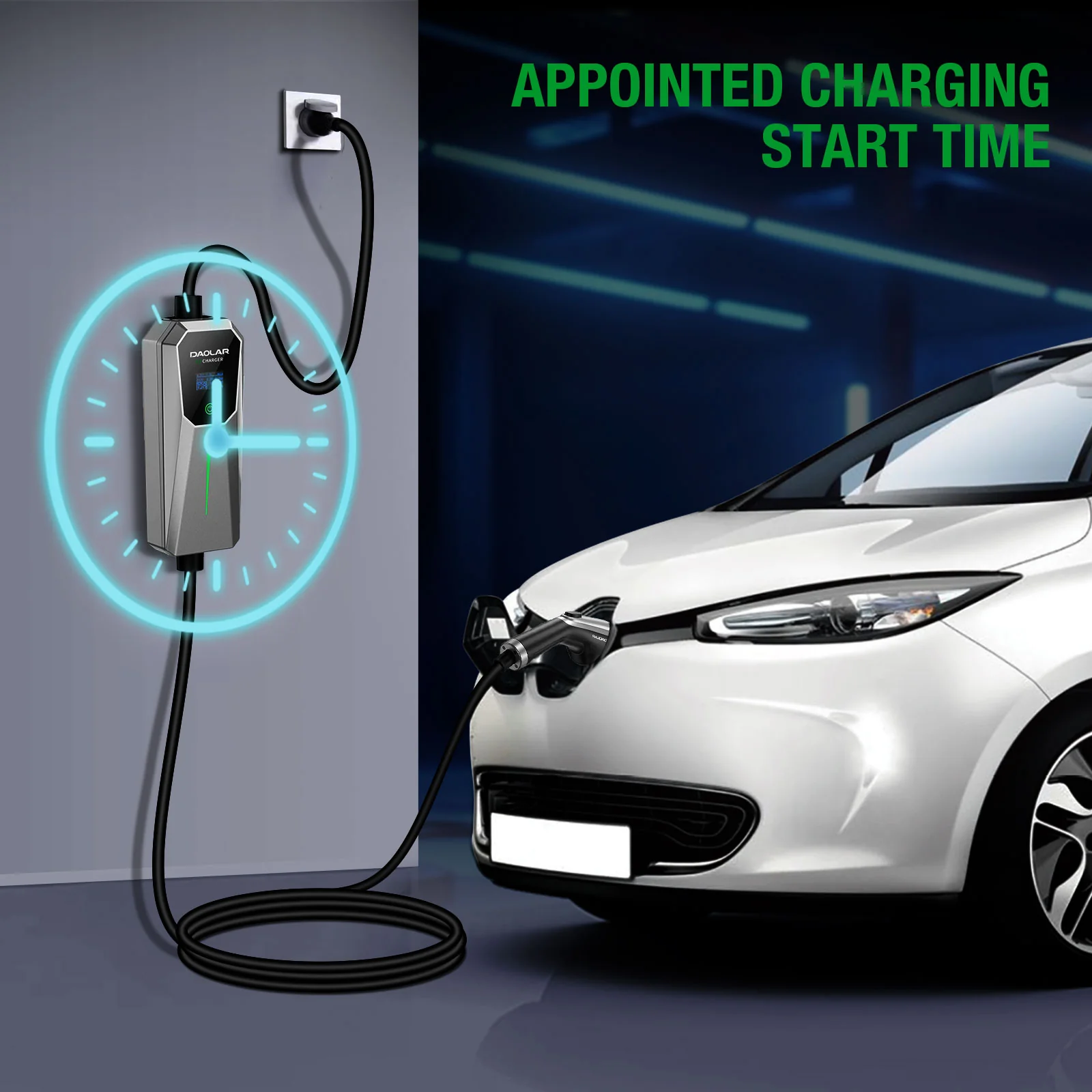 Daolar Level 2 EV Charger 32 Amp 110V-240V J1772 Electric Vehicle Portable Charger with 25ft Cable and NEMA 14-50 Plug, Chargepoint Home Flex Level 2 EV Charger - Image 4