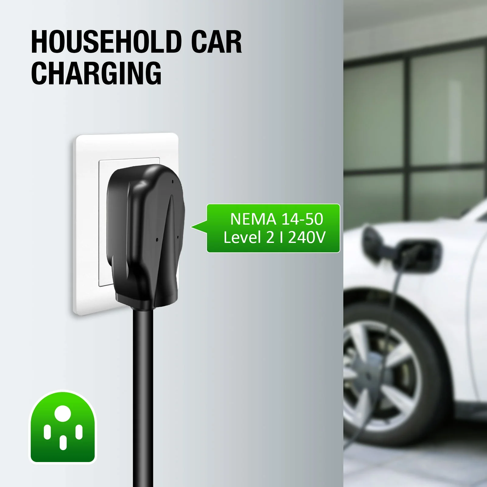 Daolar Level 2 EV Charger 32 Amp 110V-240V J1772 Electric Vehicle Portable Charger with 25ft Cable and NEMA 14-50 Plug, Chargepoint Home Flex Level 2 EV Charger - Image 5