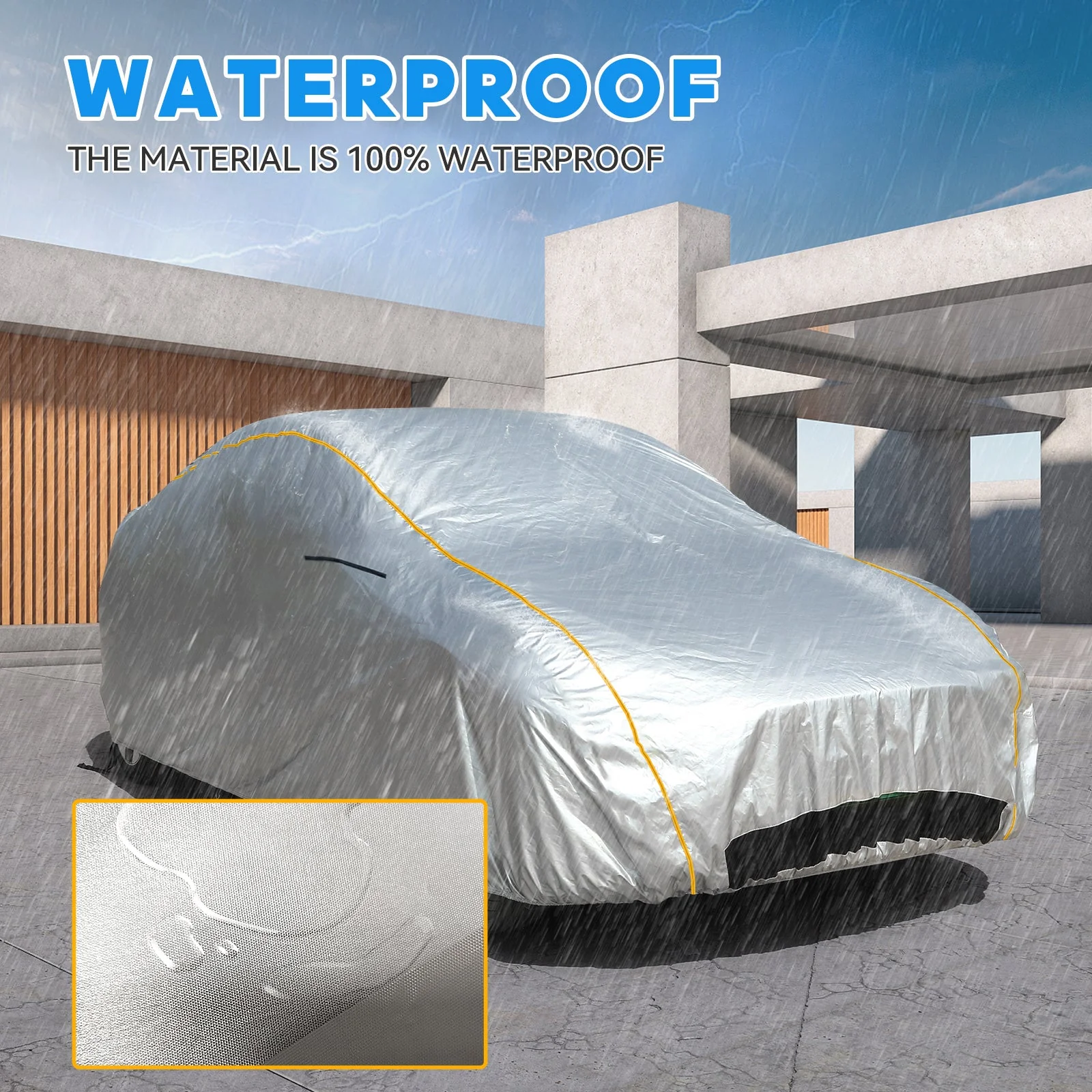 Daolar Waterproof Car Cover for Tesla model 3/S/X/Y Full Exterior Covers with Ventilated Mesh and charging port Outdoor All Weather Snowproof UV Protection Windproof - Image 6