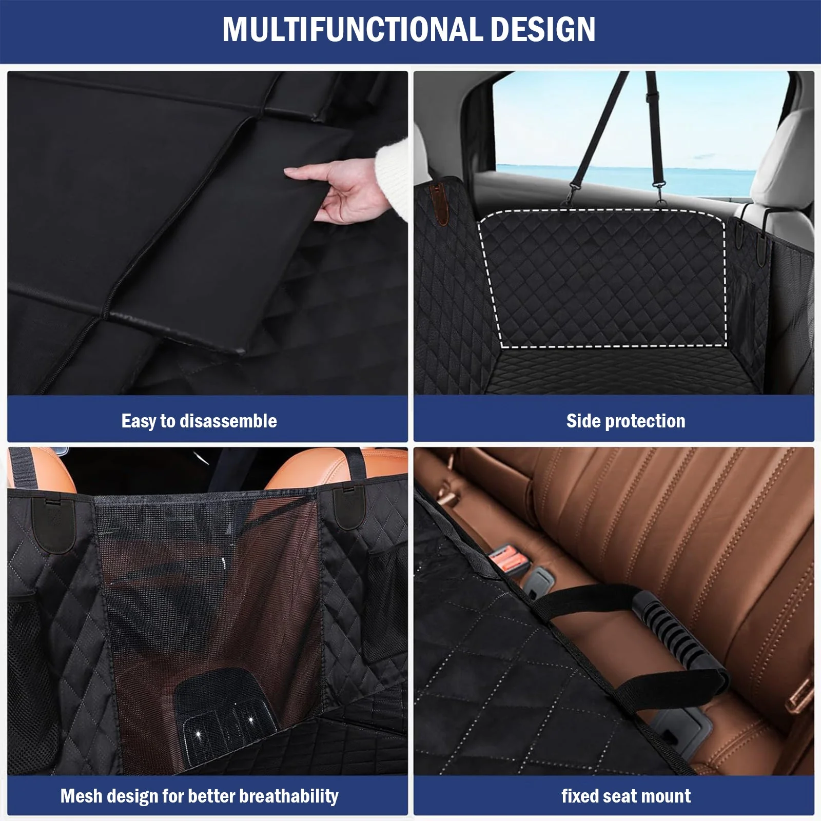 Daolar Pets Car Seat Cover for Dogs and Children with Hard Underside, Widened Car Dog Blanket Non-Slip, Waterproof Rear Seat for Most Cars, HGVs & SUVs, 132 x 63 x 55 cm - Image 7