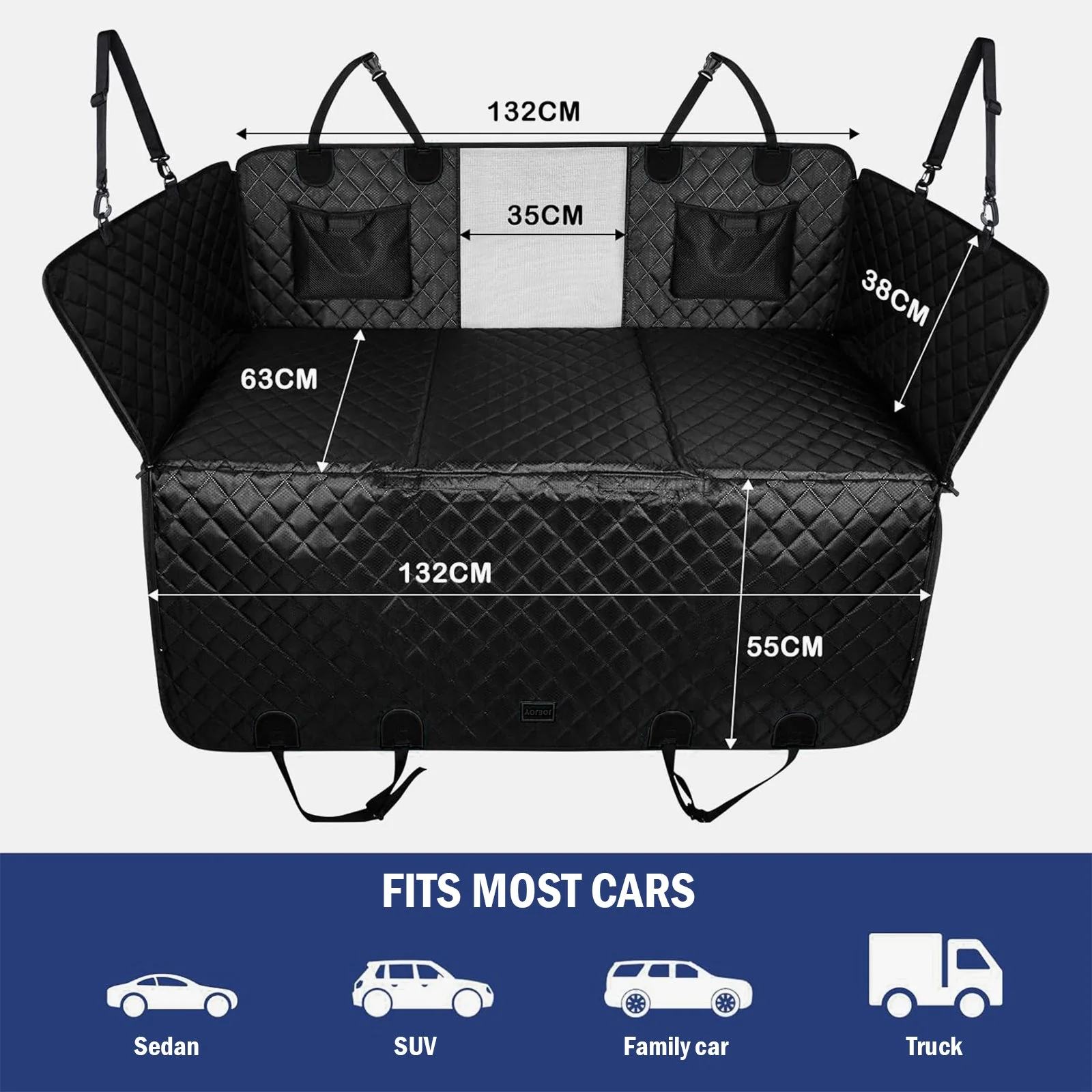 Daolar Pets Car Seat Cover for Dogs and Children with Hard Underside, Widened Car Dog Blanket Non-Slip, Waterproof Rear Seat for Most Cars, HGVs & SUVs, 132 x 63 x 55 cm - Image 8