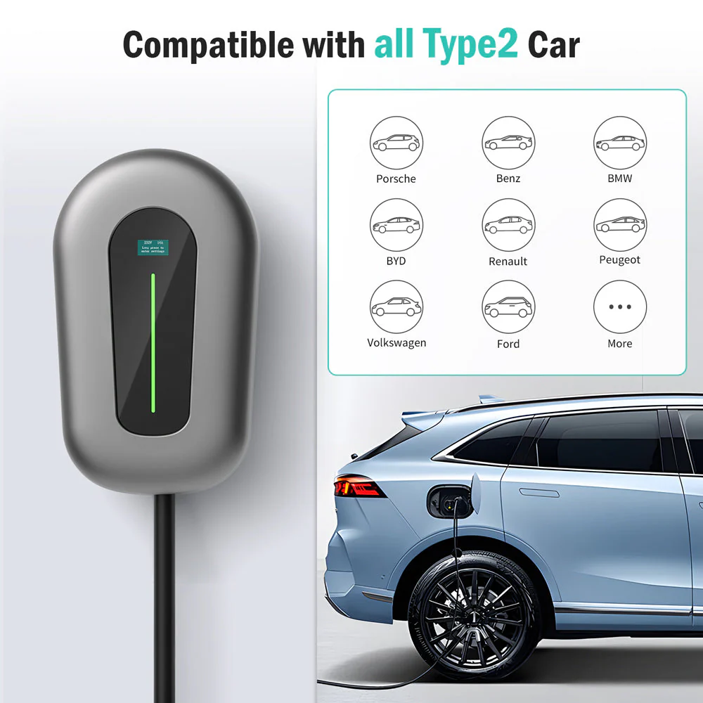 Daolar Wallbox with APP [22kw 3-Phase / 7KW 1-Phase 6-16 A] EV Charger, App Control Type 2 Charging Cable for EVs & PHEV - Image 5