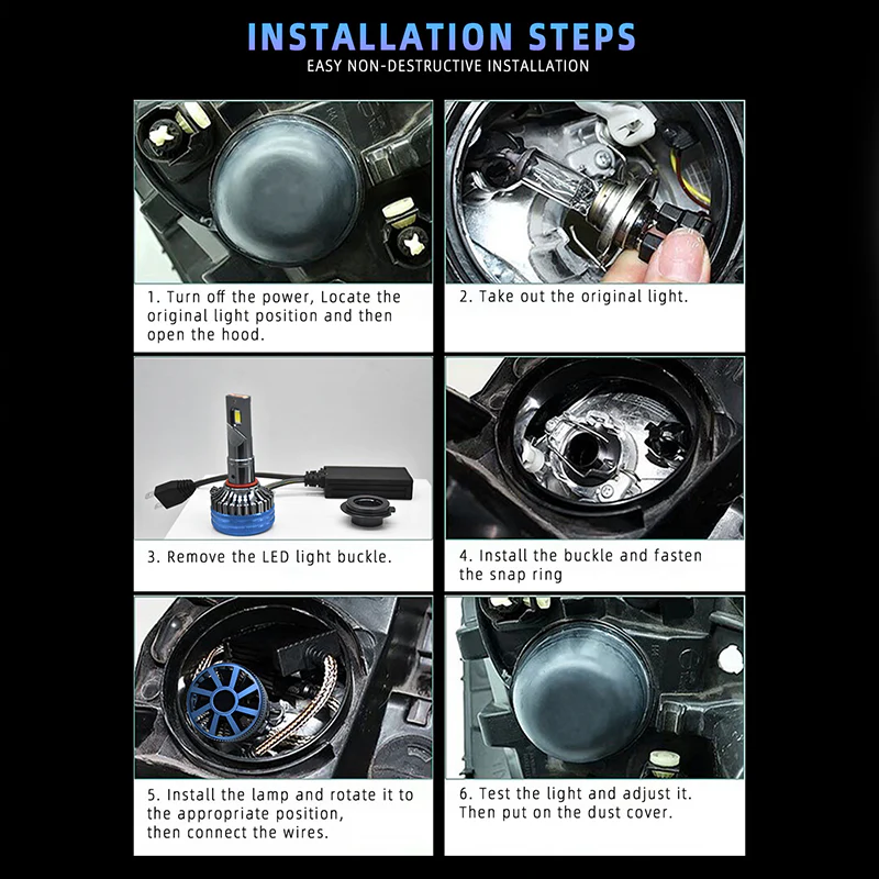 Daolar H7 LED Xenon Bulbs, 130W 27000LM Super Bright Headlight Bulb, Dual Heat Pipe Cooling, CANBUS Error Free for H4 H7 H11 9005 9006 - Image 9