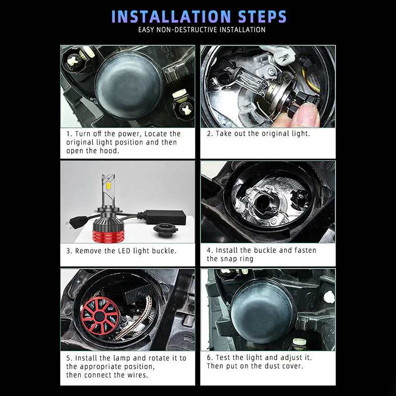 Daolar H7 LED Bulb 6500K 12V, Xenon Brenner high & low beam for H4 H7 H11 9005 9006, Headlight Bulb Pack of 2 - Image 9