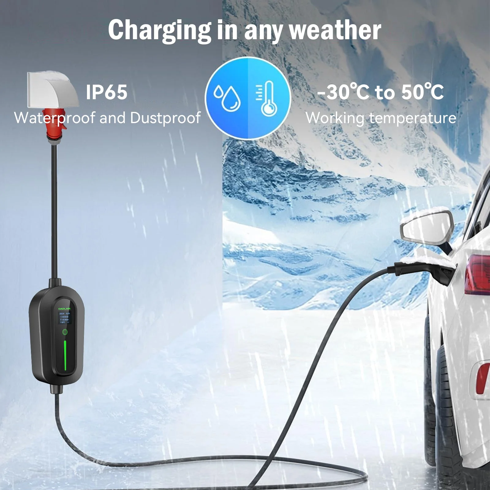 [Second hand] Daolar Mobile Wallbox 11KW IP65 waterproof, 3-Phase 16 A Type 2 charging cable for Electric Vehicles with CEE plug - Image 5